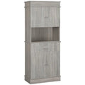 72" Kitchen Buffet with Hutch, Gray Wood Grain I949421