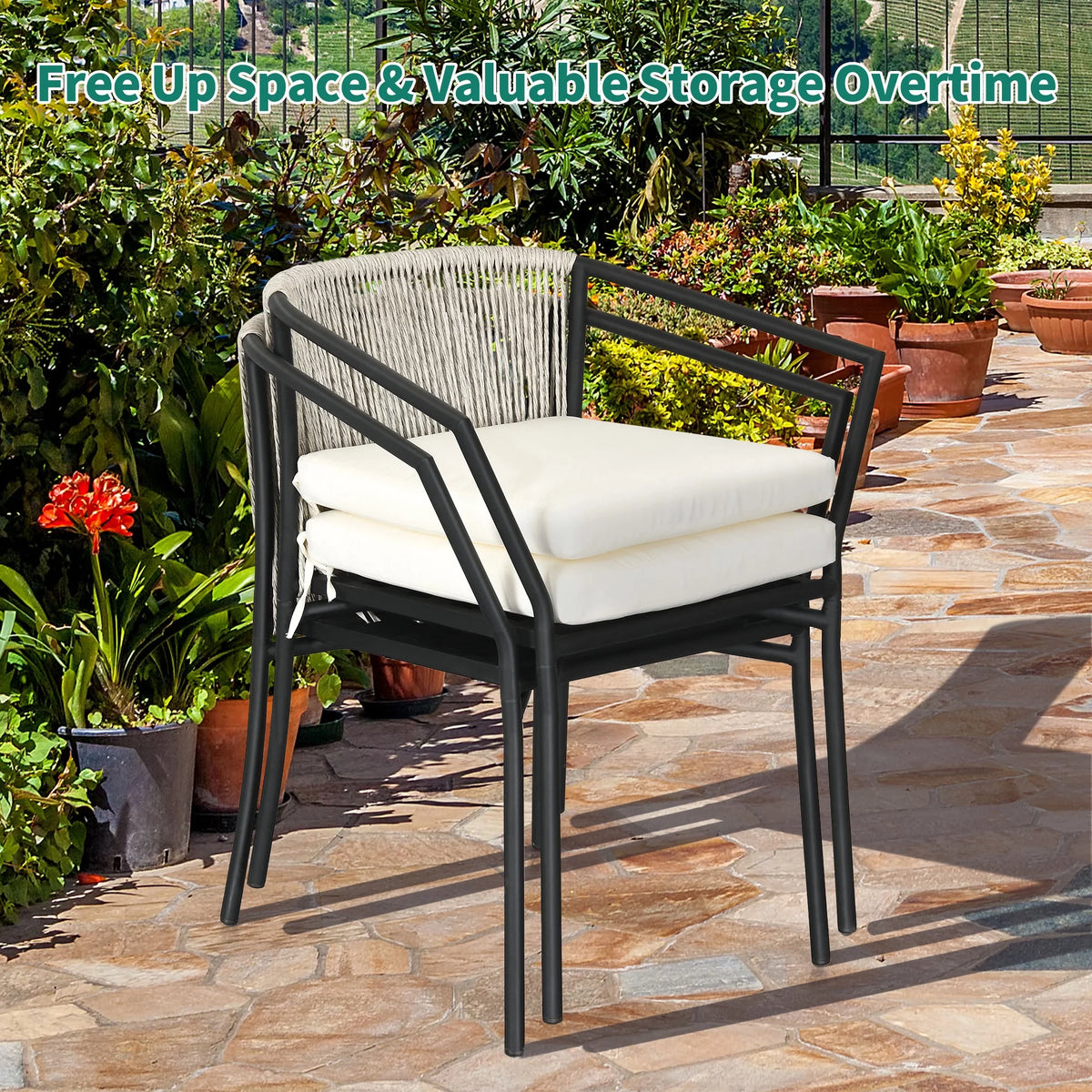 3-Piece Outdoor Wicker Bistro Set with Cushions L2279