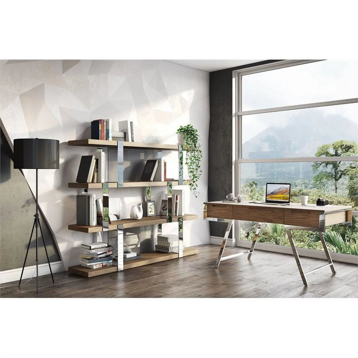 3 Drawer Walnut Chrome Desk A874059