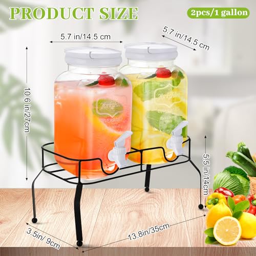 2 Pcs Plastic Drink Dispensers with Stand and Spigot E80114