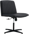 Armless Office Desk Chair No Wheels PU Adjustable Swivel L140