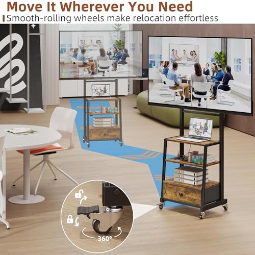 Rolling TV Stand with Wheels and Mount N923