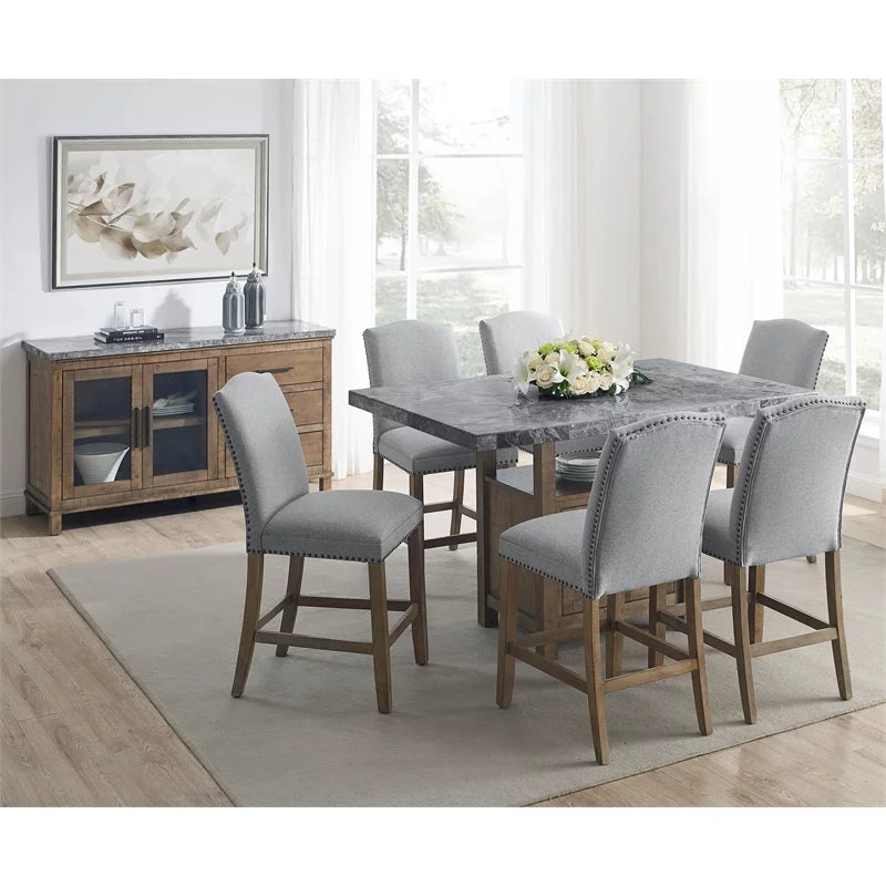 Gray Marble Counter 8-Piece Dining Set D393