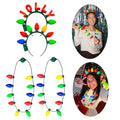 Light Up Christmas Necklace Set 4 Pack LED Glow Jewelry 3 Light Modes C88758