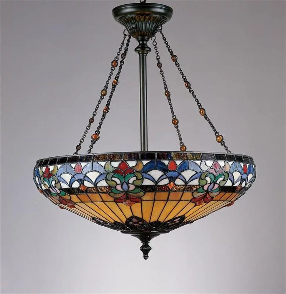 4 Light Tiffany Bowl Pendant Chandelier Z811
