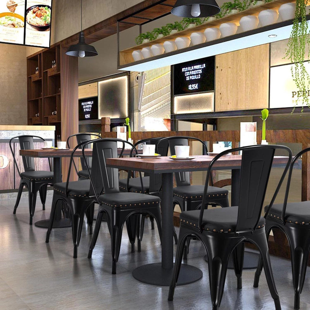 Black Metal Dining Chairs with PU Leather Seat Q417