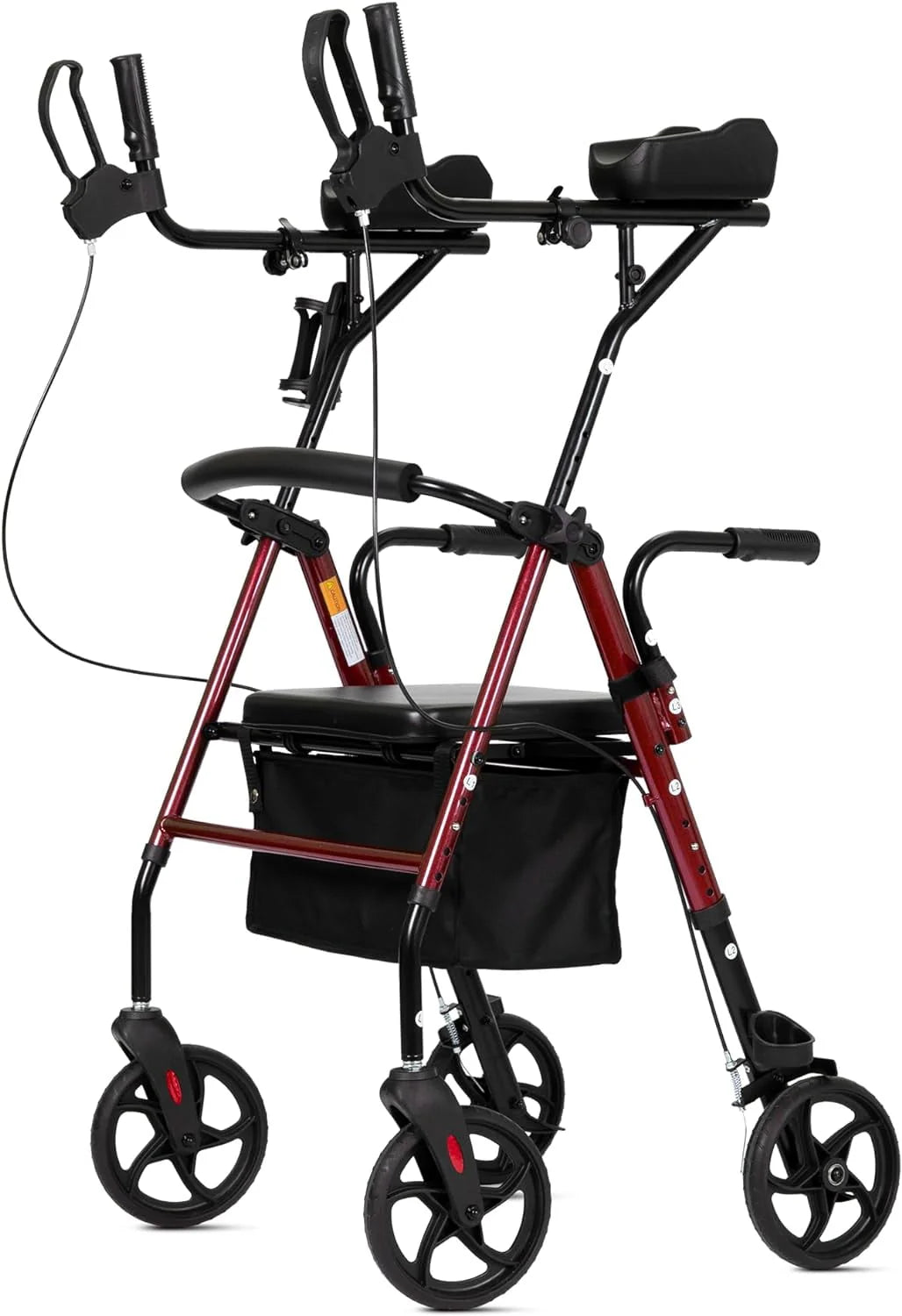 Folding Aluminum Upright Rollator Walker with Seat and Backrest K355565