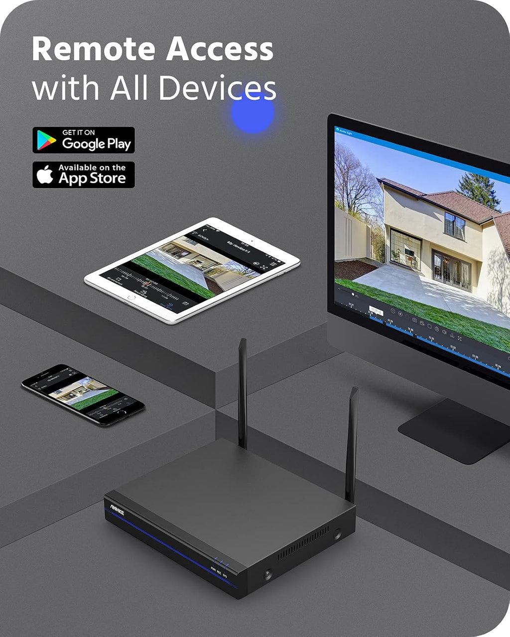 3MP Wireless Security Camera System, 8 Channel 5MP WiFi NVR with 4Pcs 3MP Weatherproof IP Cameras U679