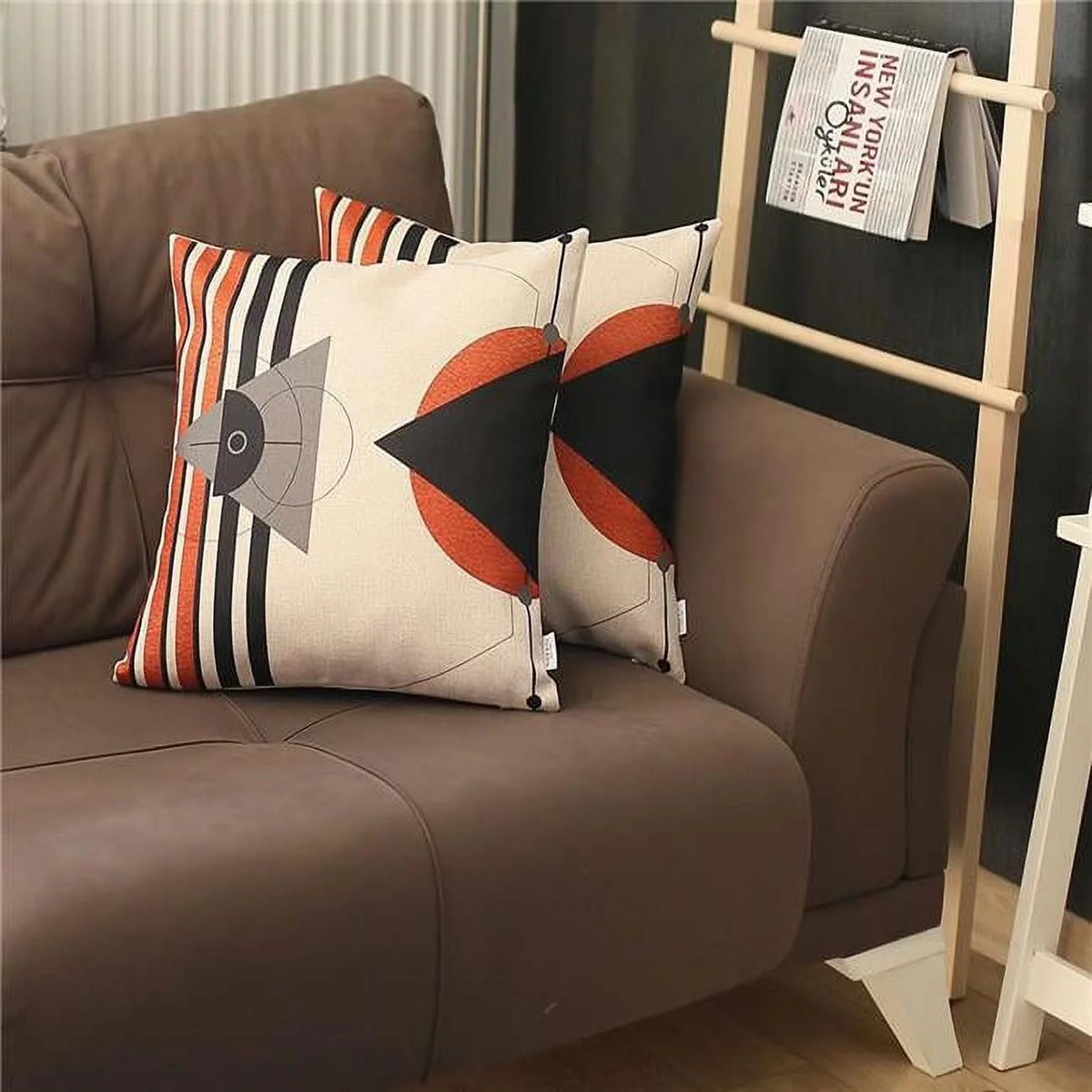 Orange & Ivory Boho Chic Pillow Covers, Set of 2 Q19313