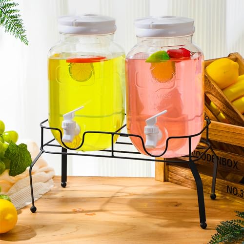 2 Pcs Plastic Drink Dispensers with Stand and Spigot E80114