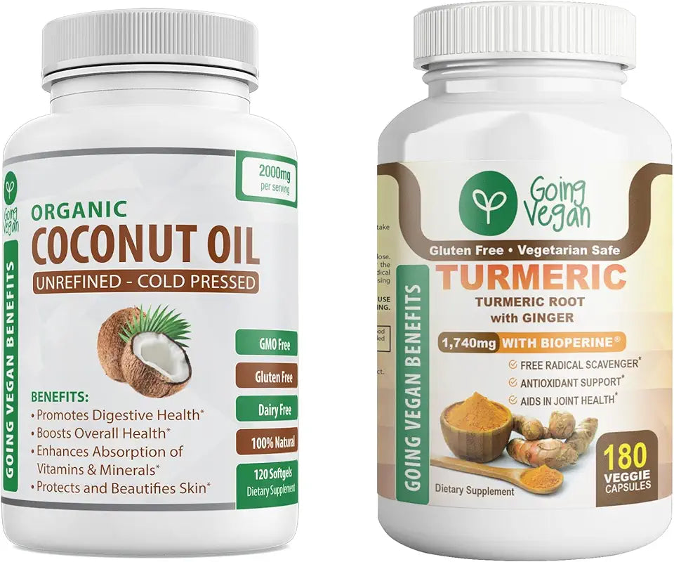 Organic Coconut Oil and Turmeric Curcumin Ginger Capsules D629179