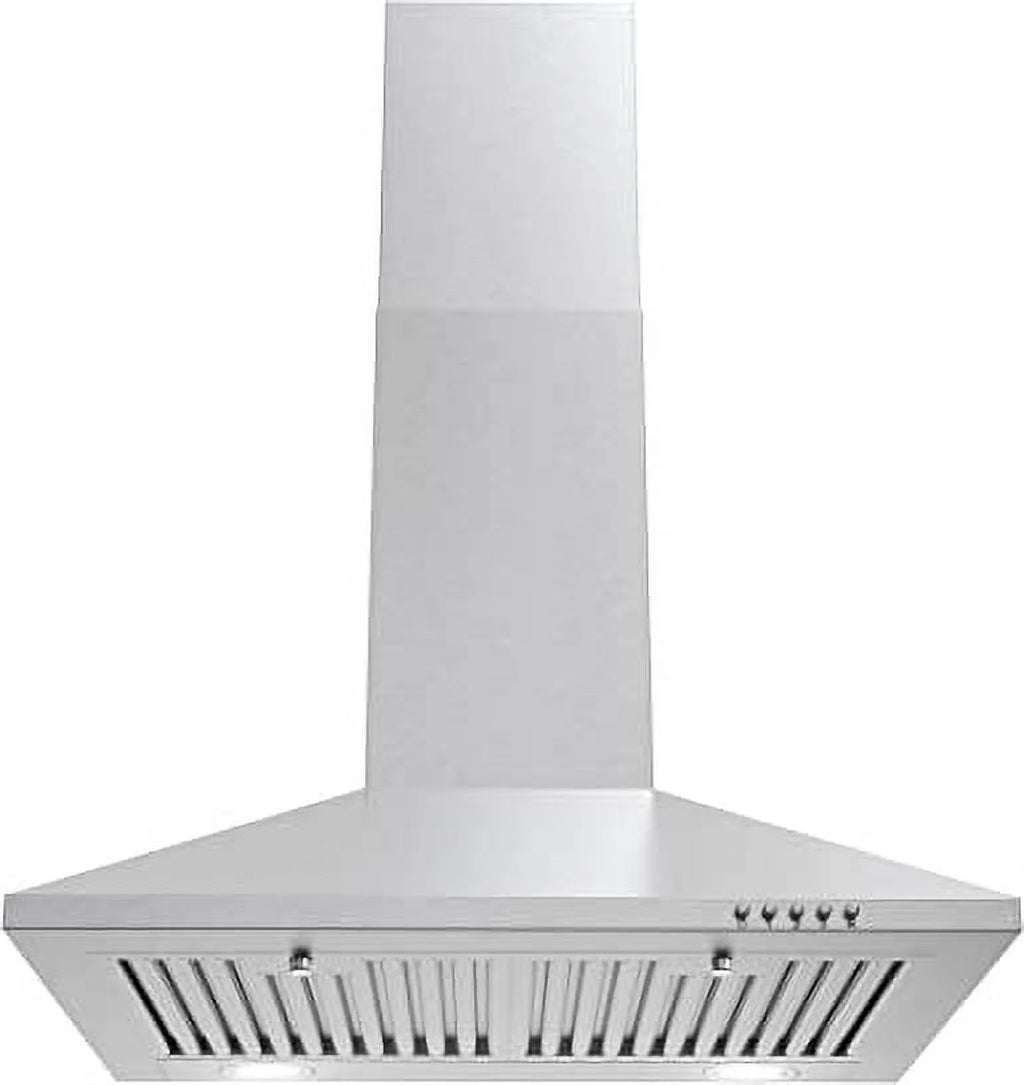24 in. Ducted Wall Mount Range Hood in Stainless Steel with LED Lighting and Permanent Filters B543239