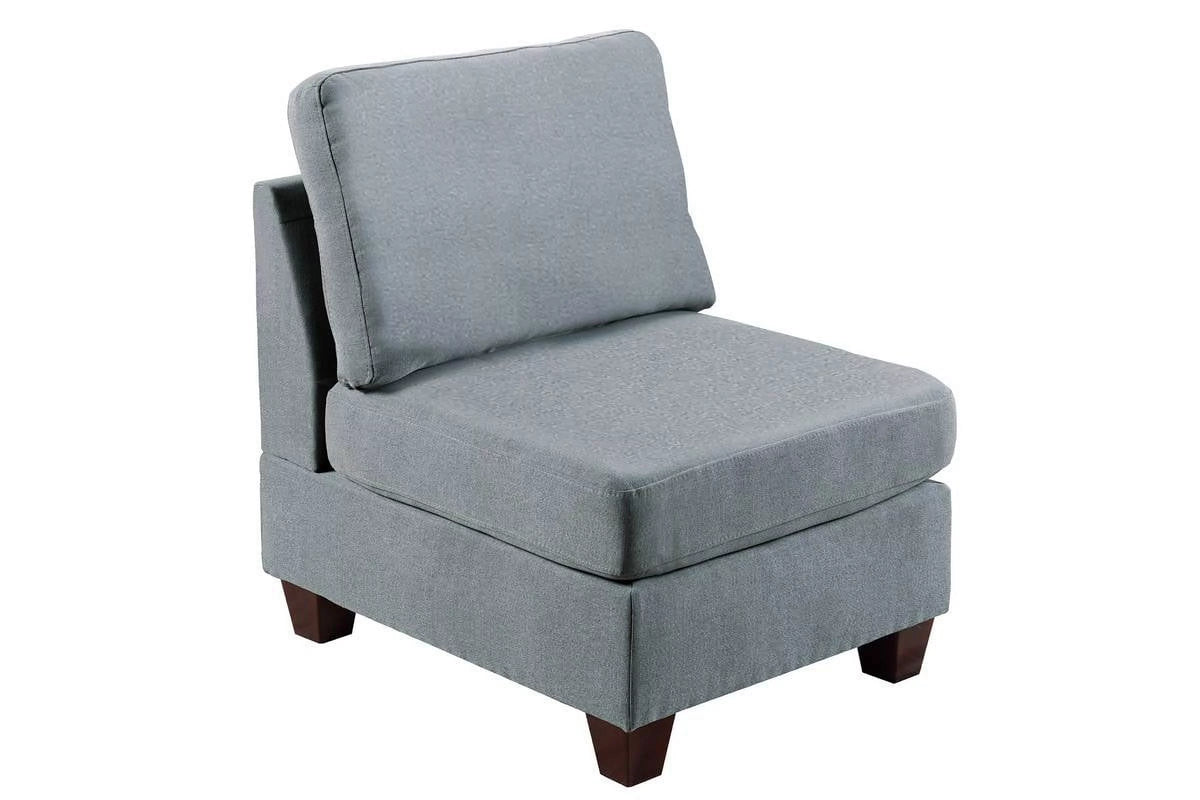 Grey Linen Like Fabric 6Pc Modular Sectional I7814