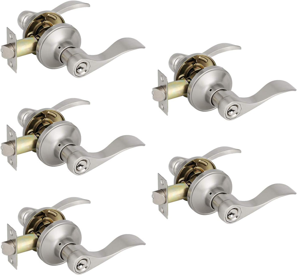 8 Pack Keyless Privacy Door Levers in Satin Nickel X930