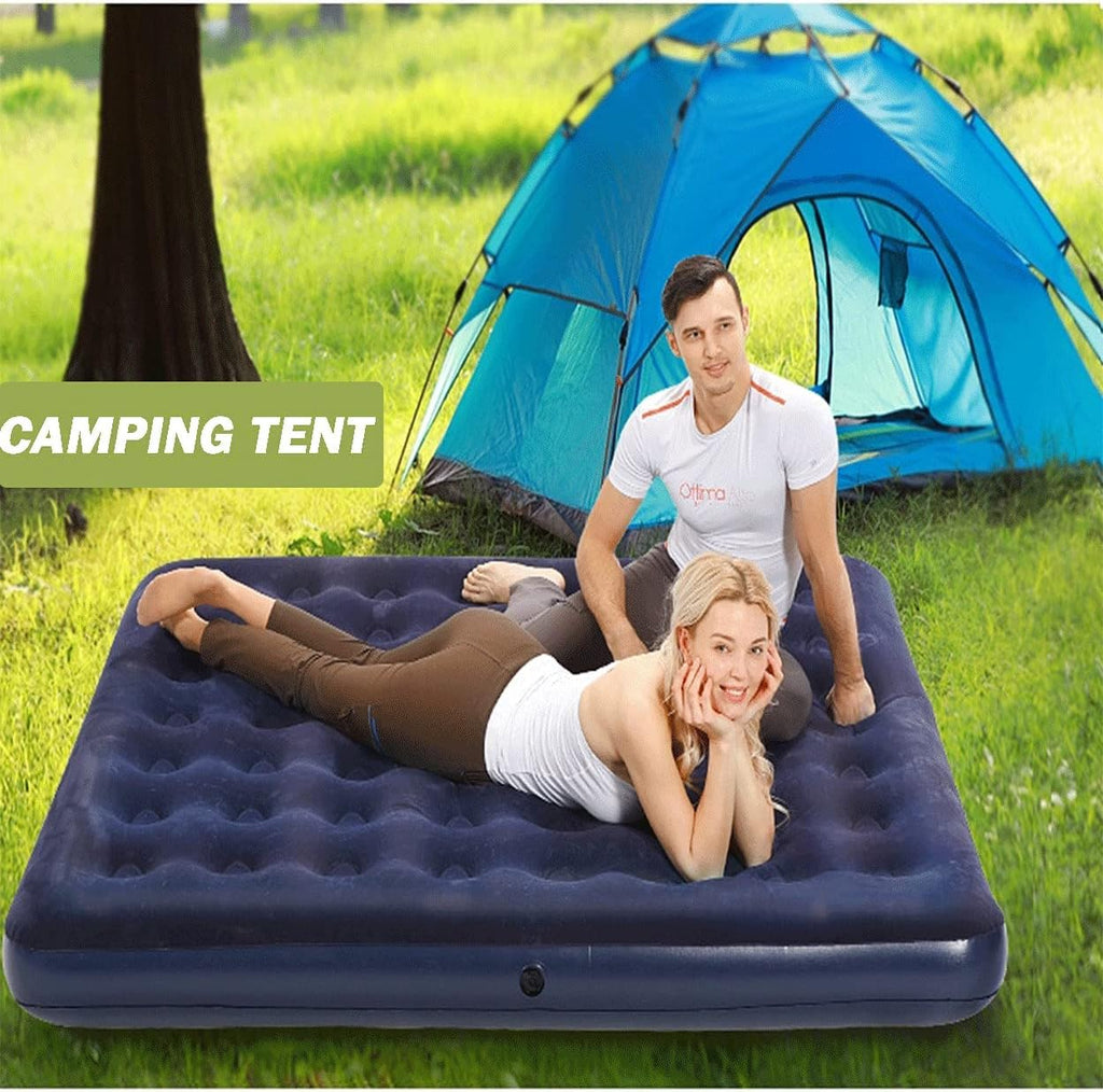 Full Size Air Mattress with Air Pump Inflatable Mattress with Flocking Surface Blow Up Mattress Air Bed Pack of 2 W92679