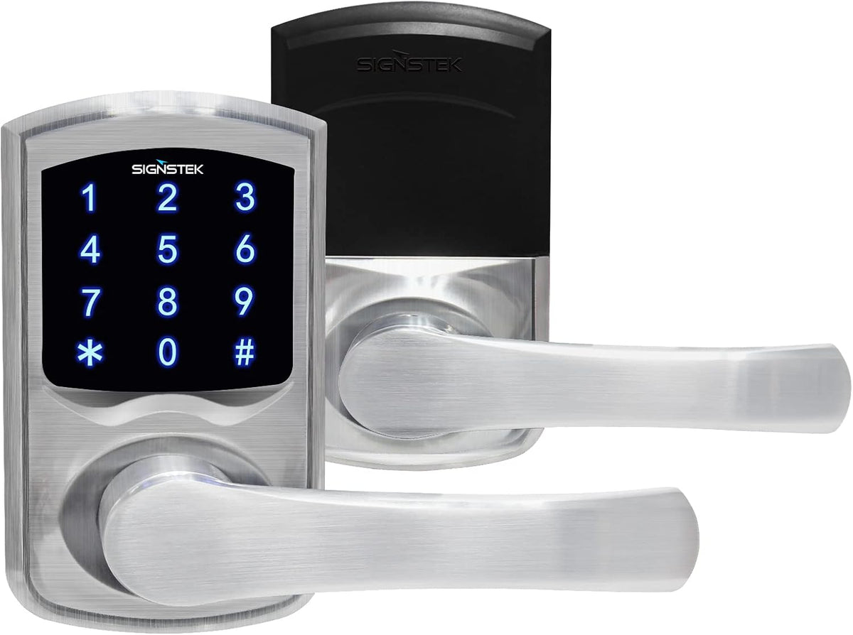 Satin Nickel Touchscreen Keypad Door Lock with Hidden Mechanical Key E76820