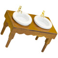 Walnut Color Dollhouse Miniature Double Basin Wash Sink P5980