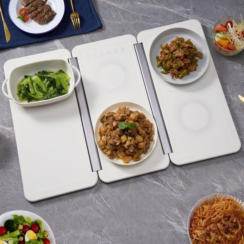 White Portable Electric Warming Tray with Temperature Control F8687