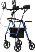 Folding Aluminum Upright Rollator Walker with Seat and Backrest K355565