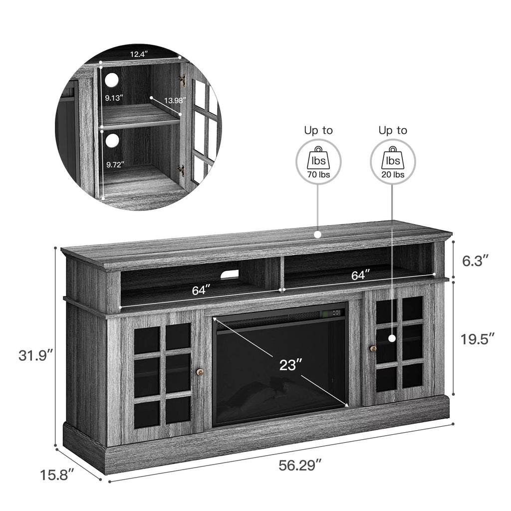 Electric Fireplace TV Stand with Adjustable Shelves Q351