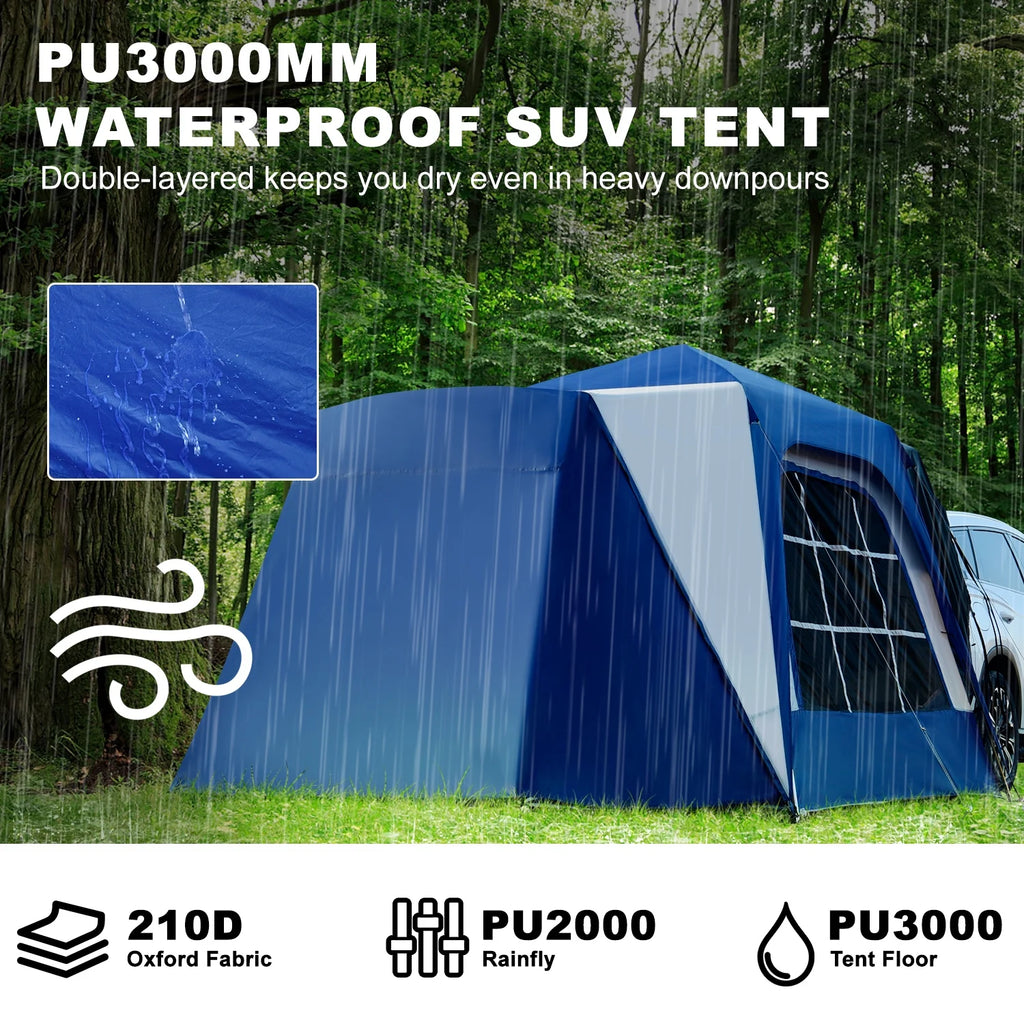 SUV Tent with Porch, 6-Person 10' x 10' Waterproof Car Camping Tent Y807
