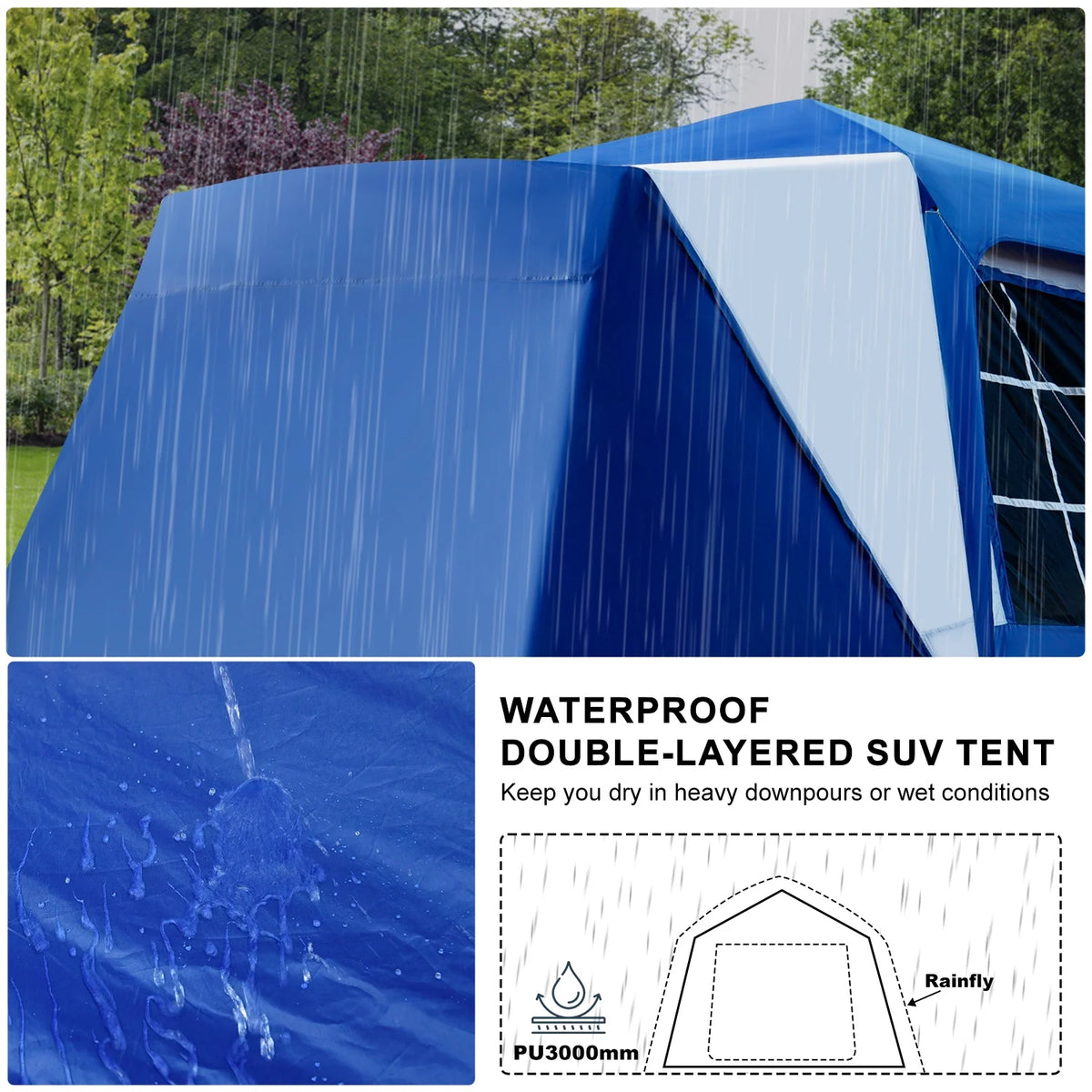 SUV Tent with Porch, 6-Person 10' x 10' Waterproof Car Camping Tent Y807