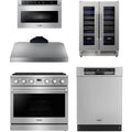 36 Gas Range, Range Hood, Dishwasher, Microwave and Wine Cooler W2222