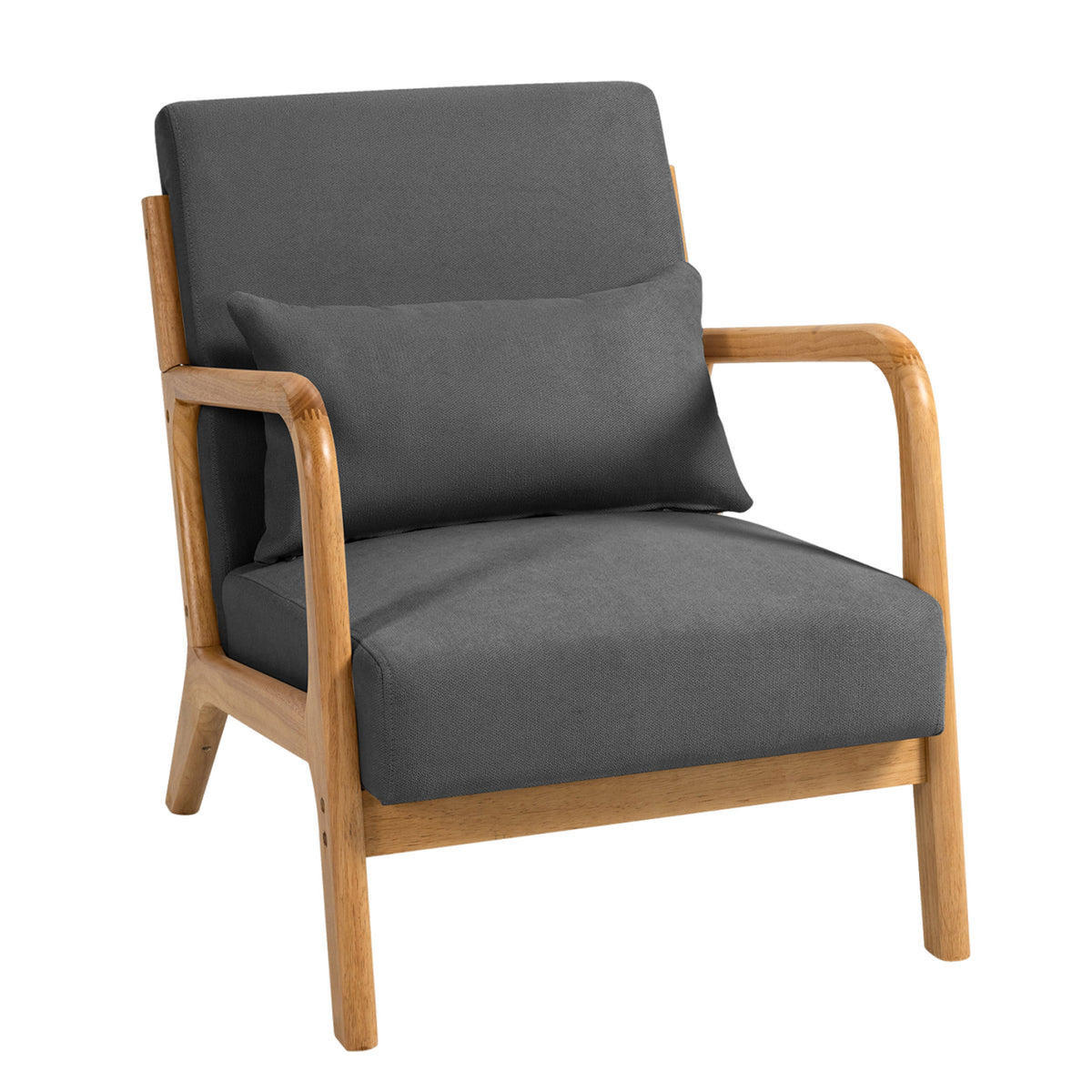 Dark Gray Single Seat Solid Wood Armrest Leisure Sofa C48377