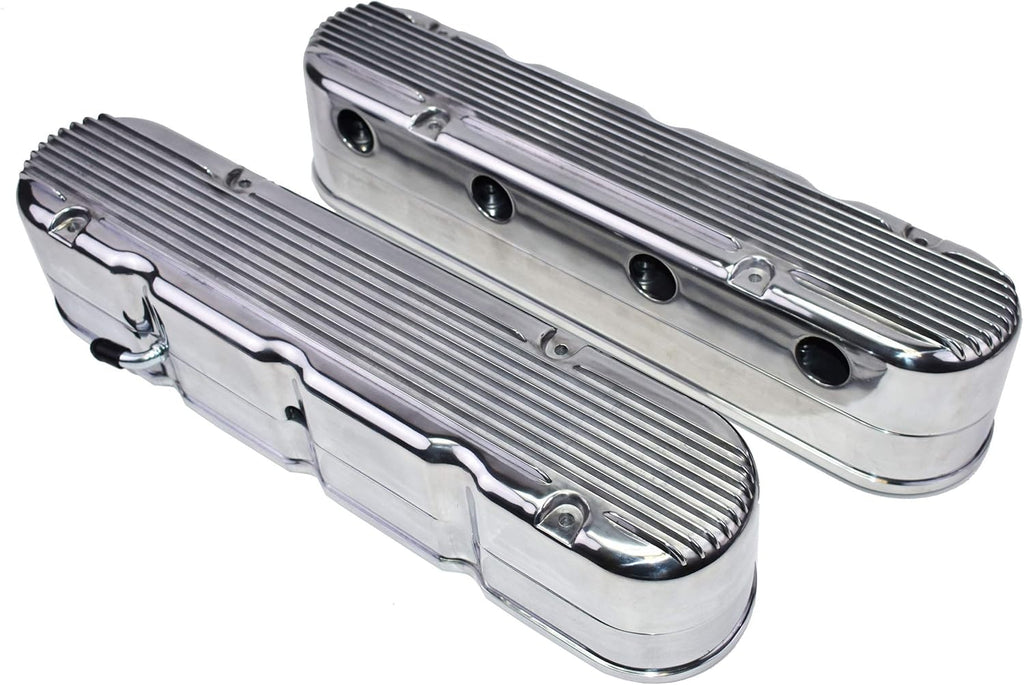 Polished Finned Cast Aluminum Valve Covers with Coil Mounts Y890