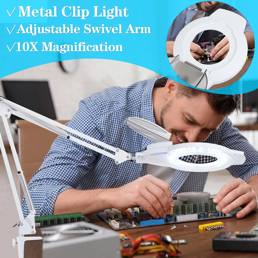 5-10X LED Magnifying Desk Lamp with Clamp H29818