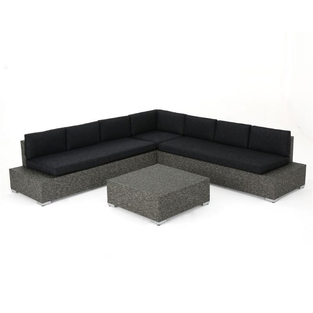 3 Piece Outdoor Wicker Sectional Sofa Set in Black E86455