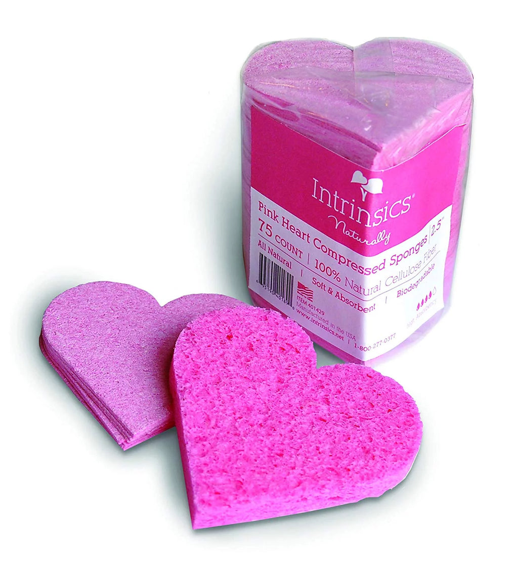 Pink Heart Compressed Cellulose Facial Sponges 75 Count E68098