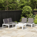 3 Piece White Outdoor Patio Lounge Set with Anthracite Cushions L34289