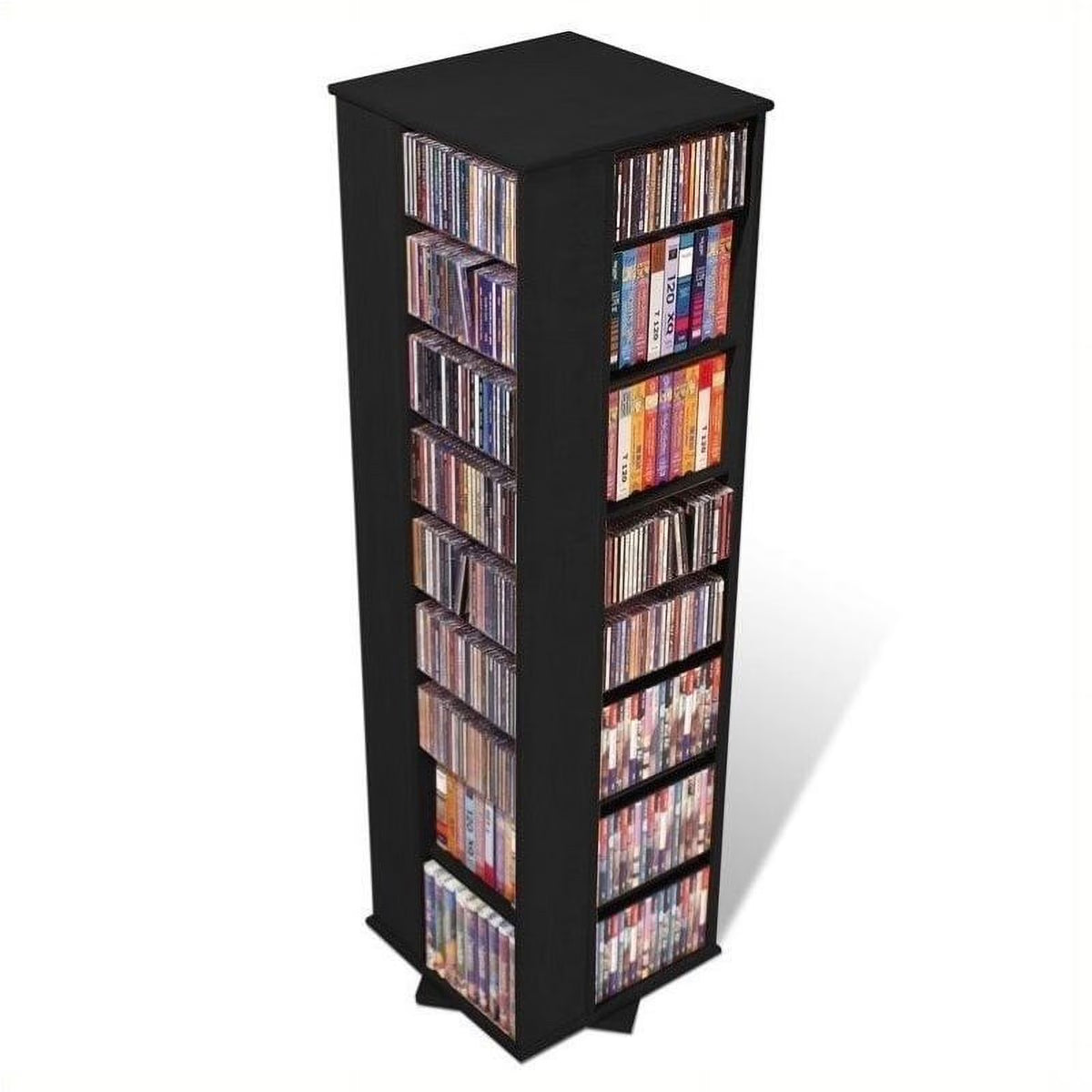 Black 4 Sided CD DVD Spinning Media Storage Tower W580428