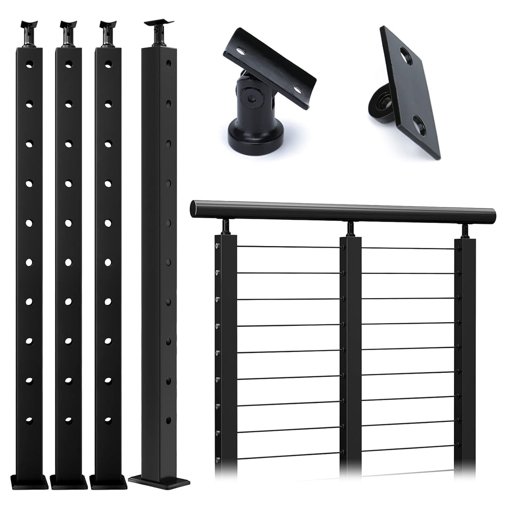 4 Pack 36x2x2 Stainless Steel Black Cable Railing Post B610865