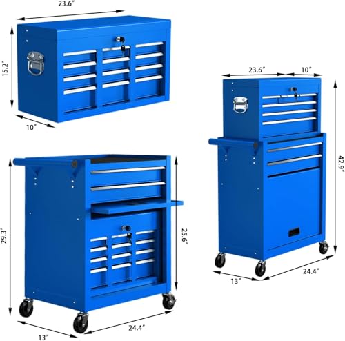 8 Drawer Rolling Tool Chest with Wheels and Lock H435