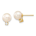 14kt Yellow Gold Freshwater Cultured Pearl Diamond Post Earrings X387