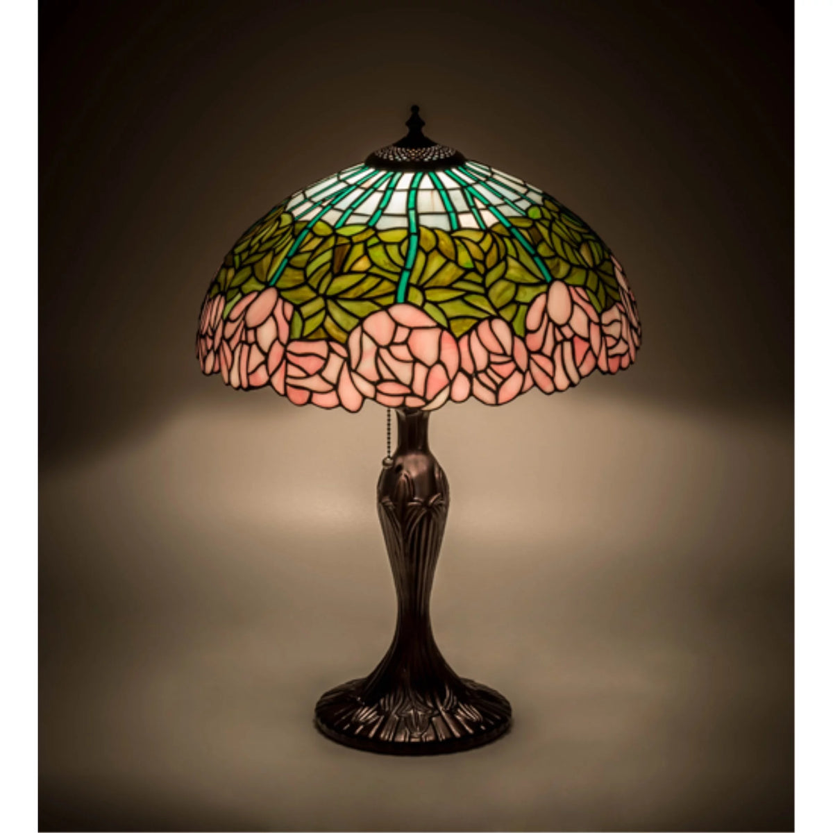 1 Light Table Lamp Mahogany Bronze Finish with Pink Green Blue Chocolate Glass B7492