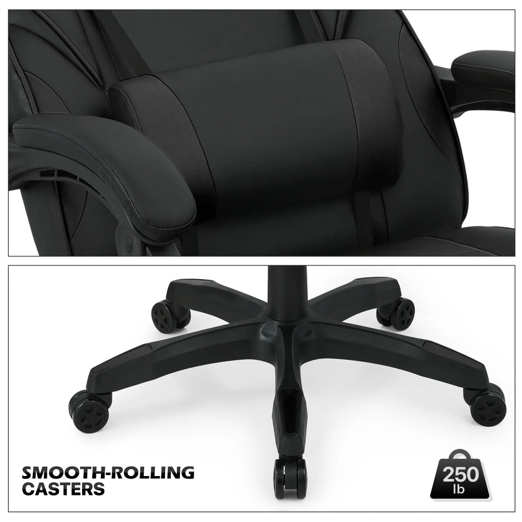 Black Ergonomic Gaming Chair with Detachable Pillow and Lumbar Support W407236