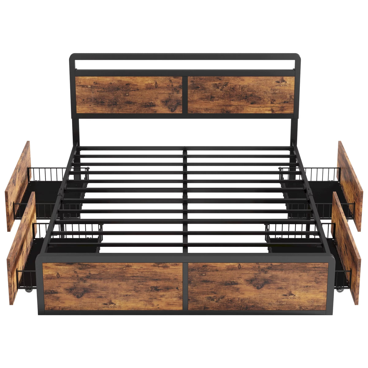 Queen Storage Bed Frame with Adjustable Headboard and 4 Drawers R862888