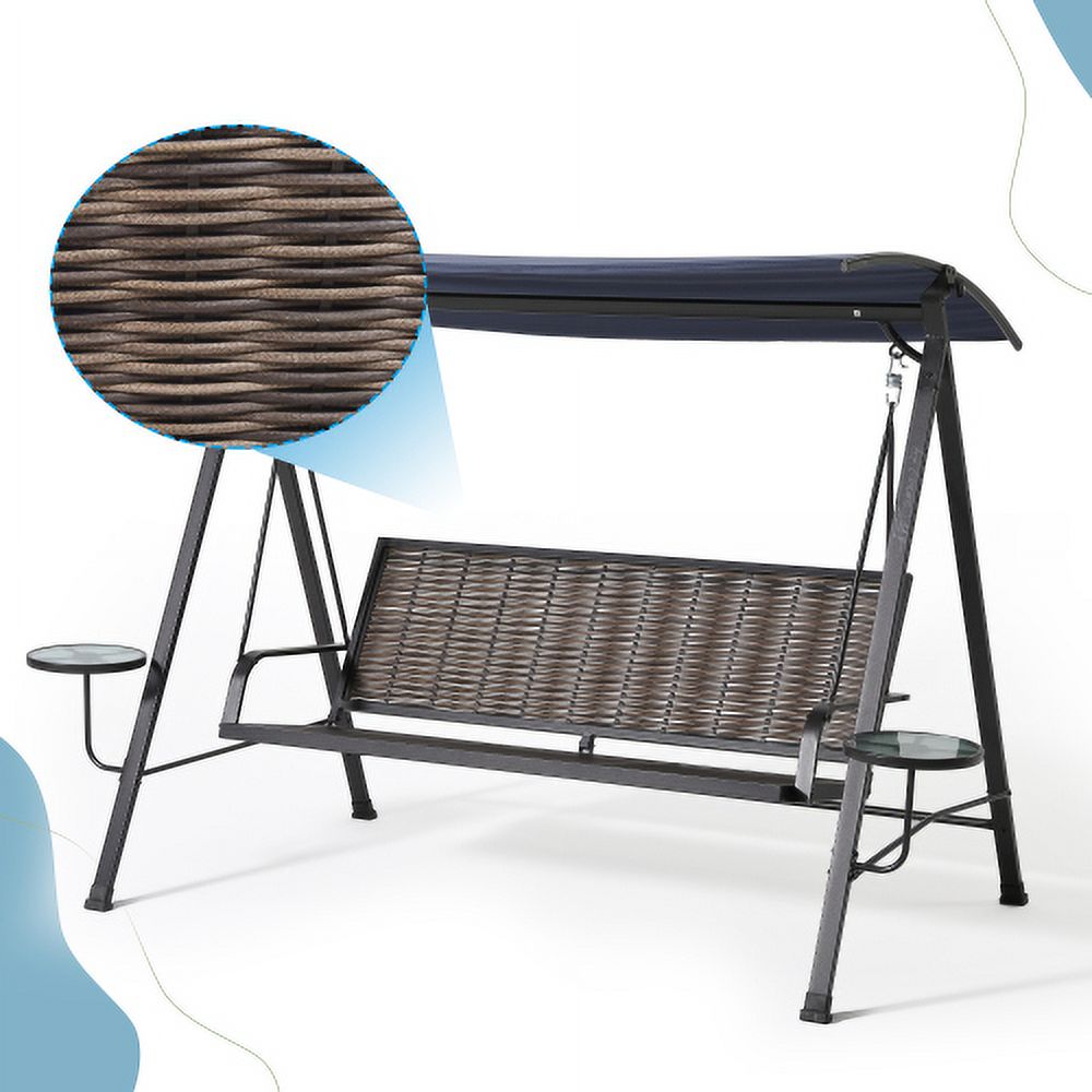 Blue 3-seater Porch Swing with Canopy P358439