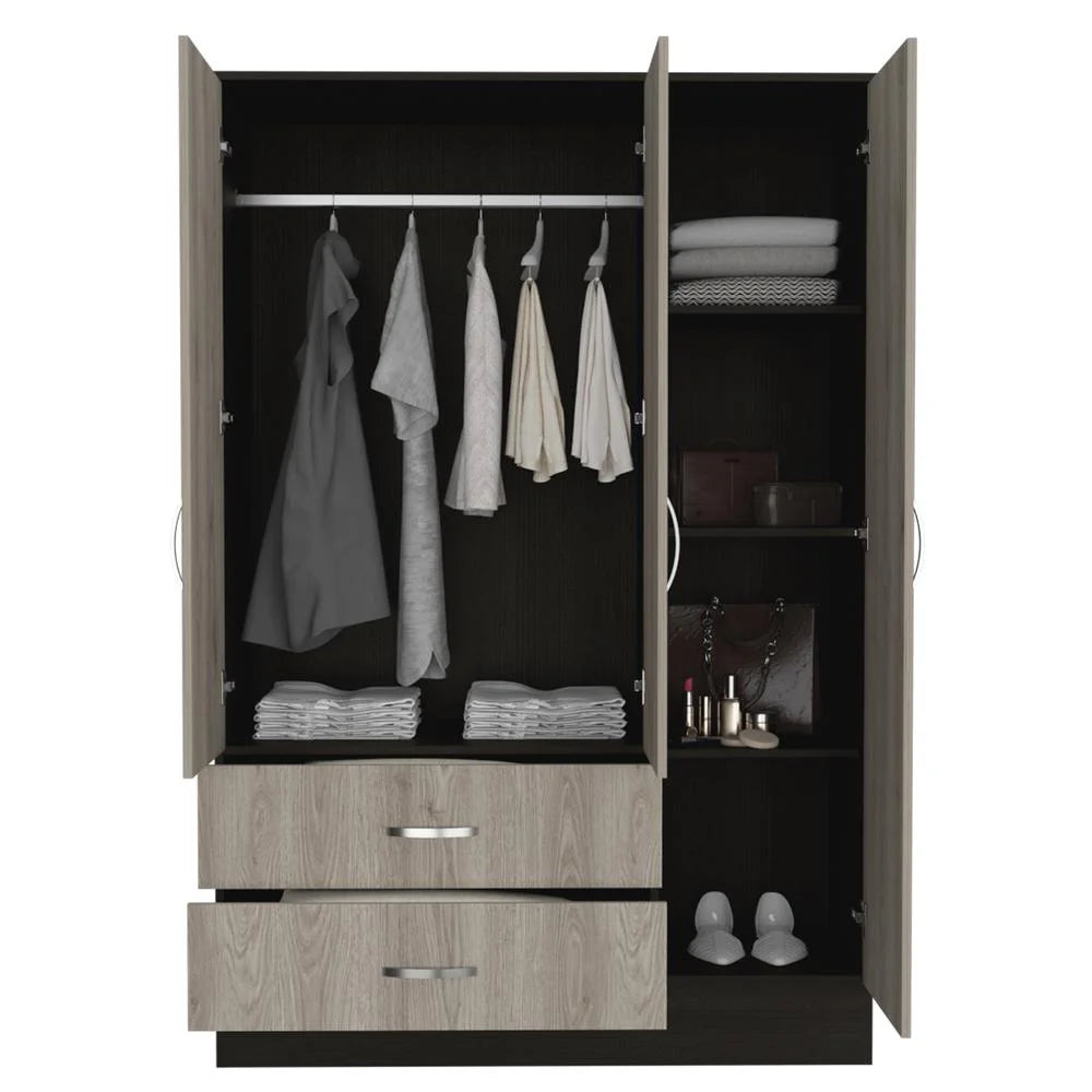 Black Light Gray Mirrored Armoire A273