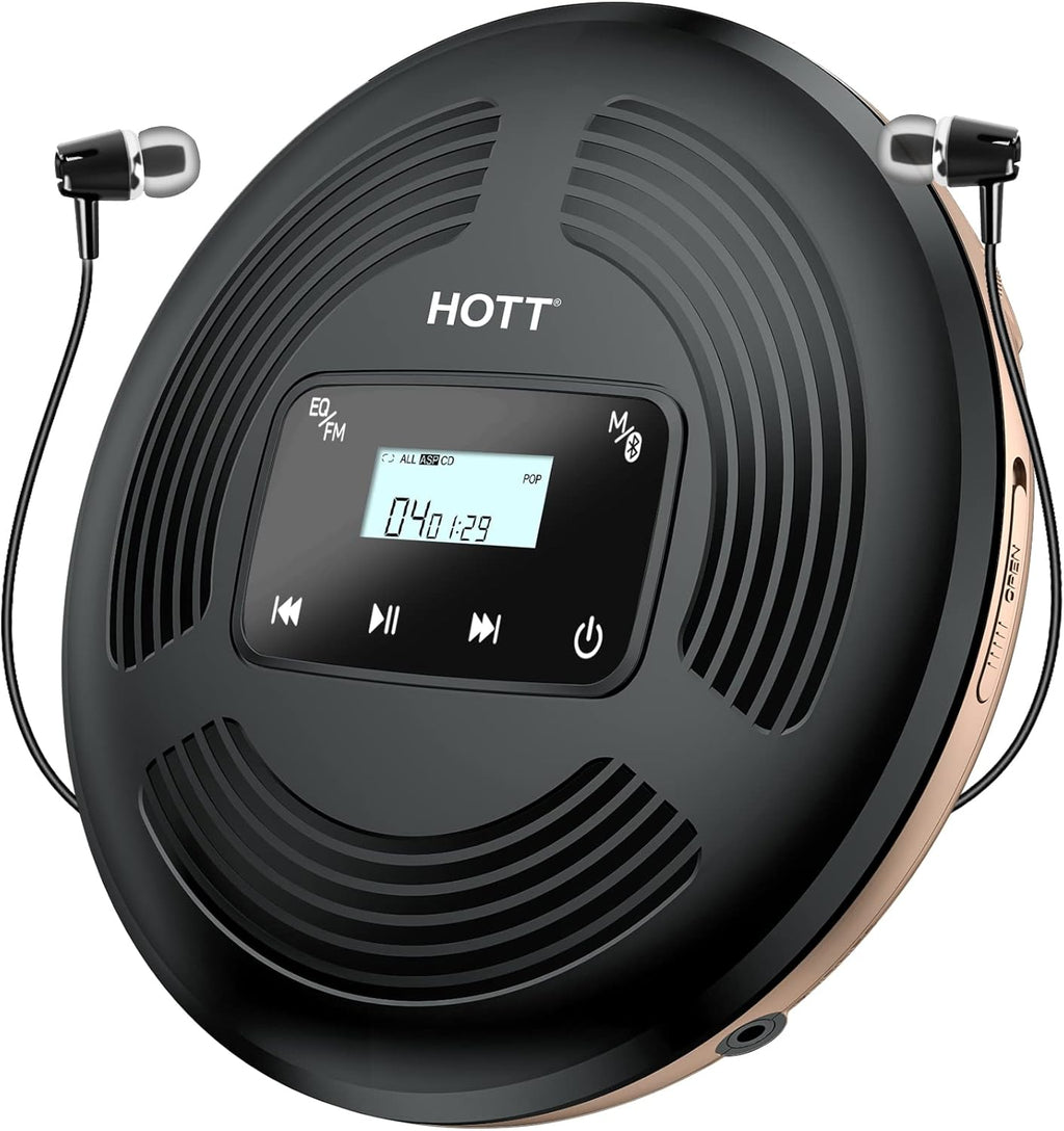 Portable CD Player with Bluetooth FM Transmitter AUX Output Rechargeable 1800mah Touch Button Anti-Skip Shockproof Protection Pack of 2 O556