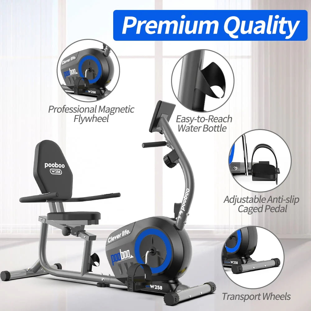 Magnetic Recumbent Exercise Bike 330lbs Blue X426909