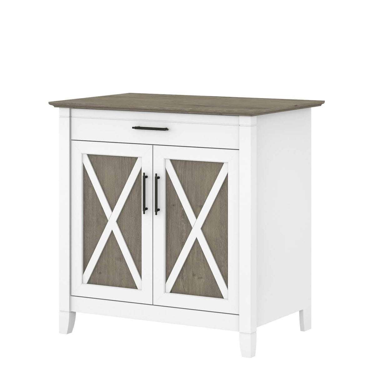 Pure White Oak Secretary Desk with Keyboard Tray and Storage Cabinet X956776