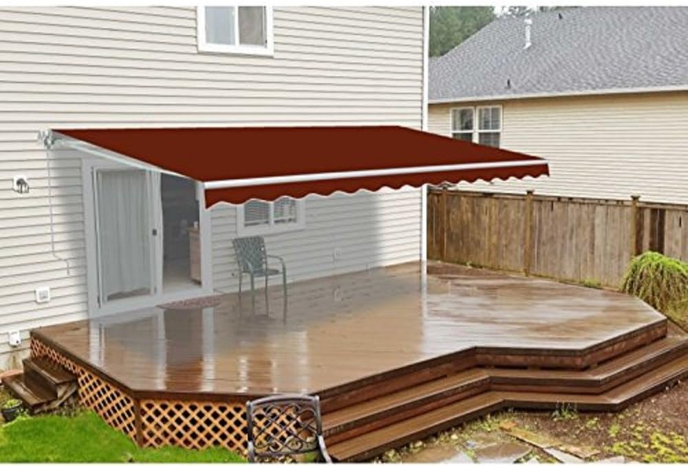 Motorized Retractable Patio Awning with Polyester Canopy O2670
